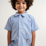 Camisa Bordinha Xadrez Azul Cavalinho
