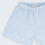 Shorts Chico Infantil em Linho Listrado Azul