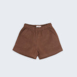 Shorts infantil em linho marrom para menino Oli e Sofi