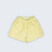 Shorts Chico infantil em 100% linho verde listrado fotografado de frente, com cintura de elástico e modelagem soltinha.