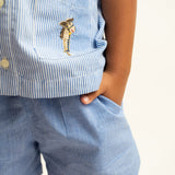 Shorts Bordinha Xadrez Azul