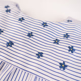 Vestido Bordinha Listrado Azul Flores