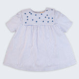 Vestido Bordinha Listrado Azul Flores